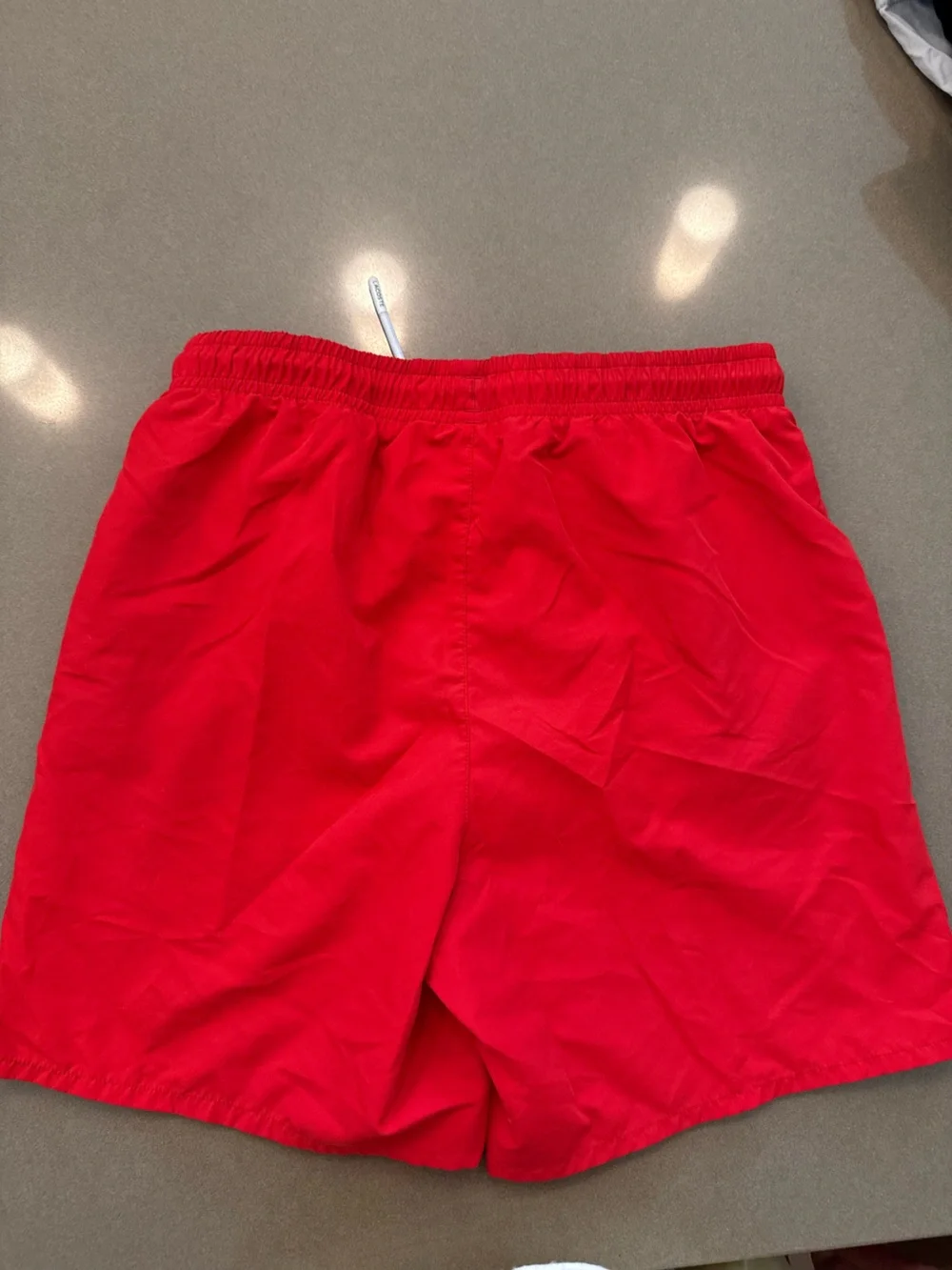 Boy’s Lacoste Bright Red Drawstring Swim Trunks